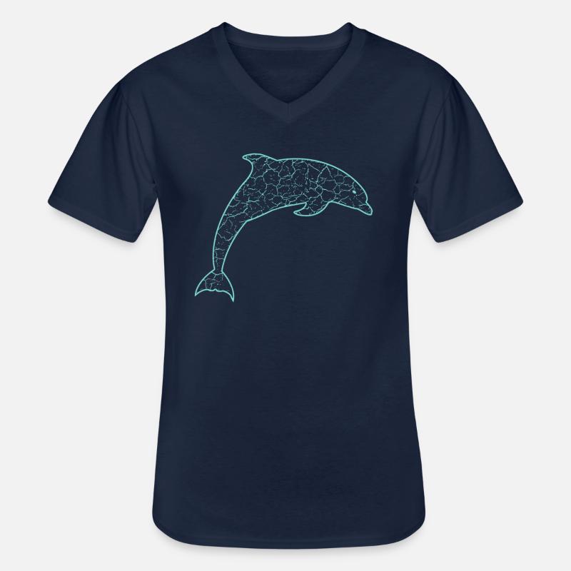 Delfin - Männer-T-Shirt mit V-Ausschnitt - Navy
