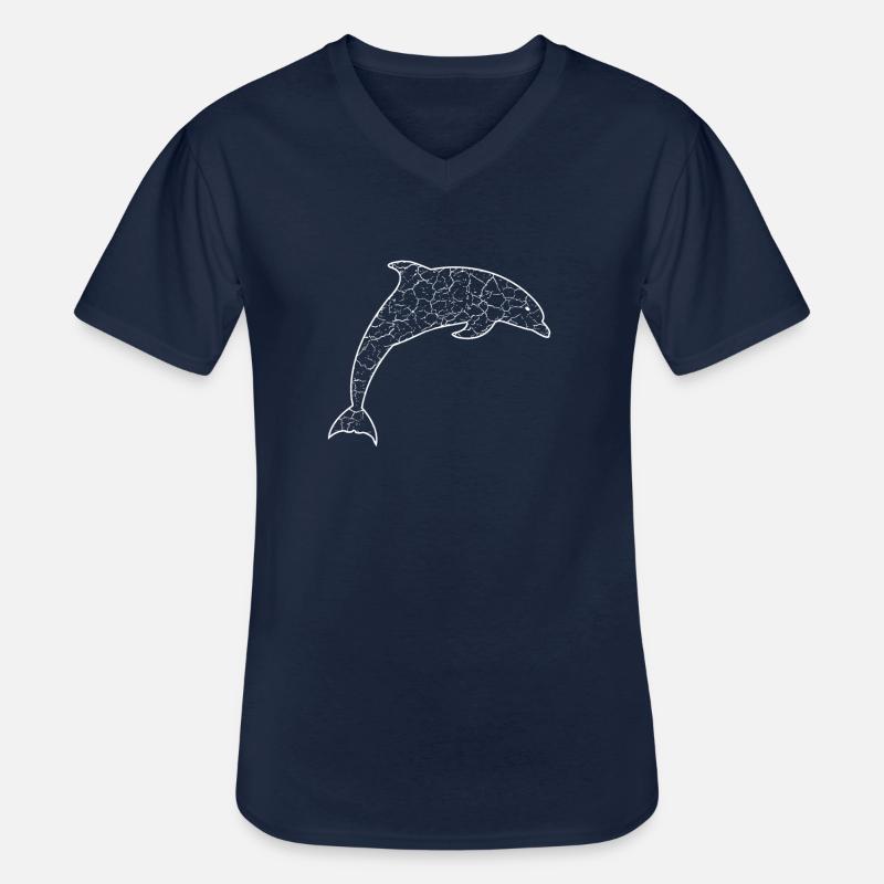 Delfin - Männer-T-Shirt mit V-Ausschnitt - Navy