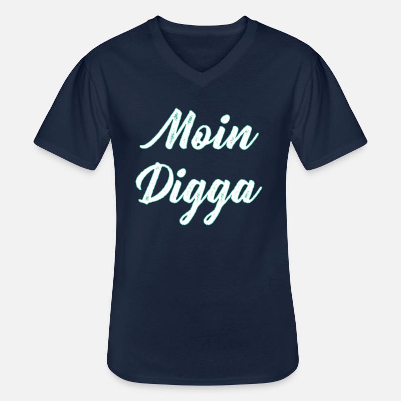 Moin Digga - Männer-T-Shirt mit V-Ausschnitt - Navy