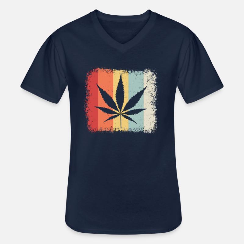 Kiffen, Weed, Ganja - Männer-T-Shirt mit V-Ausschnitt - Navy