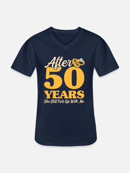 50th wedding anniversary - Men's V-Neck T-Shirt - navy