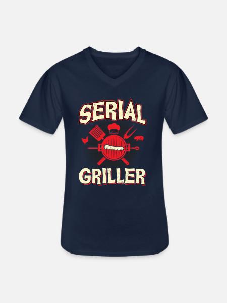 Serial Griller BBQ Enthusiast - Men's V-Neck T-Shirt - navy