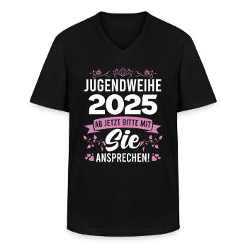 Consécration de la Jeunesse 2025 Fille Garçon - T-shirt col V Homme - noir - Devant - AI Model Male 178 dark (178cm)