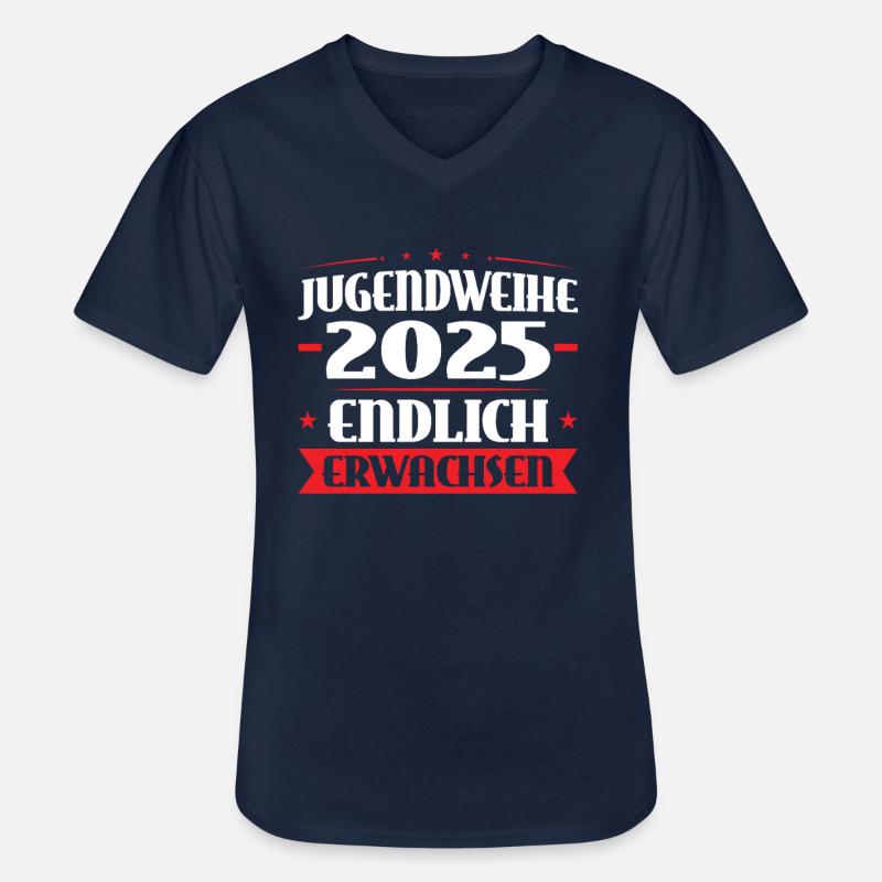 Jugendweihe 2025 Mädchen Junge - Männer-T-Shirt mit V-Ausschnitt - Navy