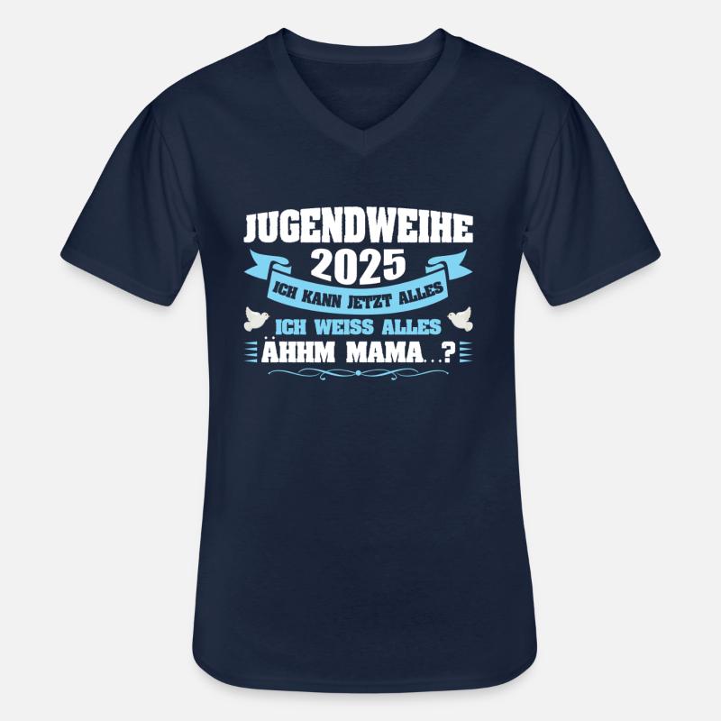 Jugendweihe 2025 Mädchen Junge - Männer-T-Shirt mit V-Ausschnitt - Navy