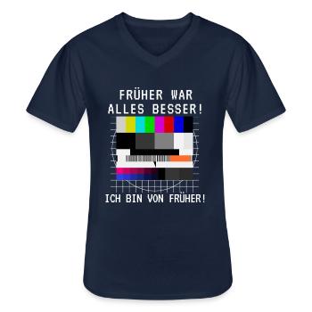 Früher war alles besser TV Testbild Geburtstag - Männer-T-Shirt mit V-Ausschnitt - Navy - Vorne - AI Model Male 178 dark (178cm)
