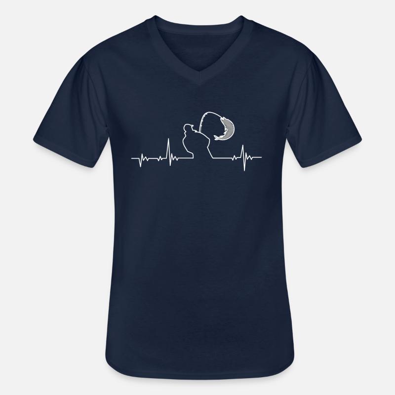 Fischer Herzschlag - Männer-T-Shirt mit V-Ausschnitt - Navy