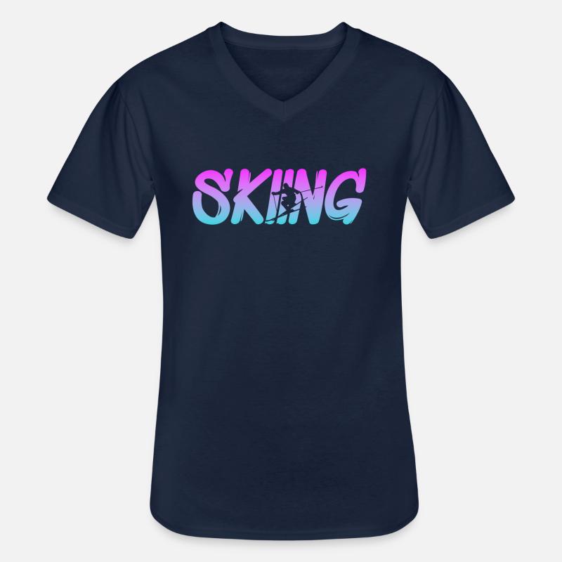 Skiing - Männer-T-Shirt mit V-Ausschnitt - Navy