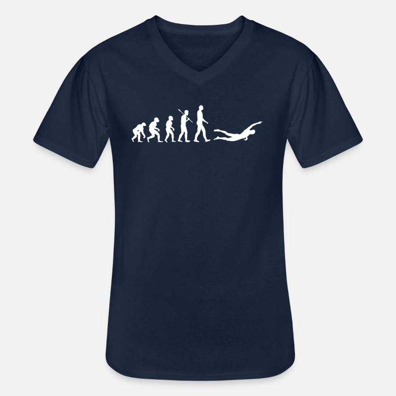 Human Evolution Swimmer - Männer-T-Shirt mit V-Ausschnitt - Navy