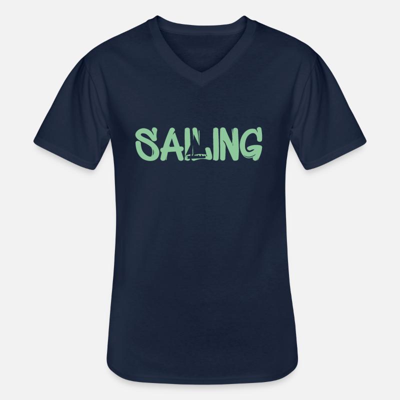 Seglen Segelschiff Segler Sailing - Männer-T-Shirt mit V-Ausschnitt - Navy