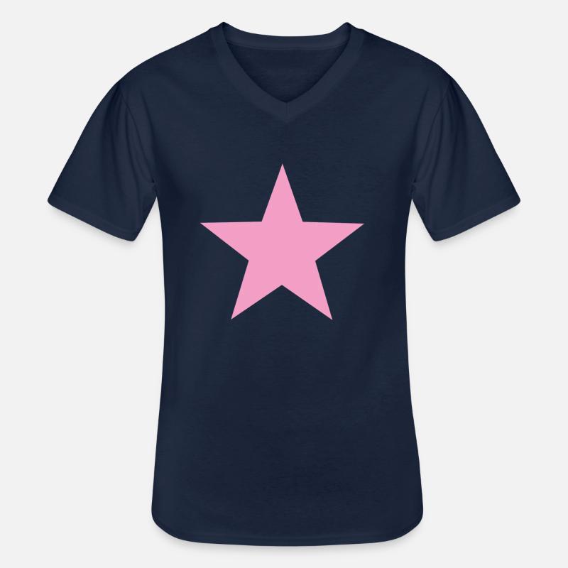 pink star pinker Stern - Männer-T-Shirt mit V-Ausschnitt - Navy