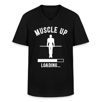 Street Workout Muscle Up Humor Sport Bodybuilding - Men's V-Neck T-Shirt - black - Front - AI Model Male 178 dark (178cm)