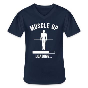 Street Workout Muscle Up Humor Sport Bodybuilding - Men's V-Neck T-Shirt - navy - Front - AI Model Male 178 dark (178cm)