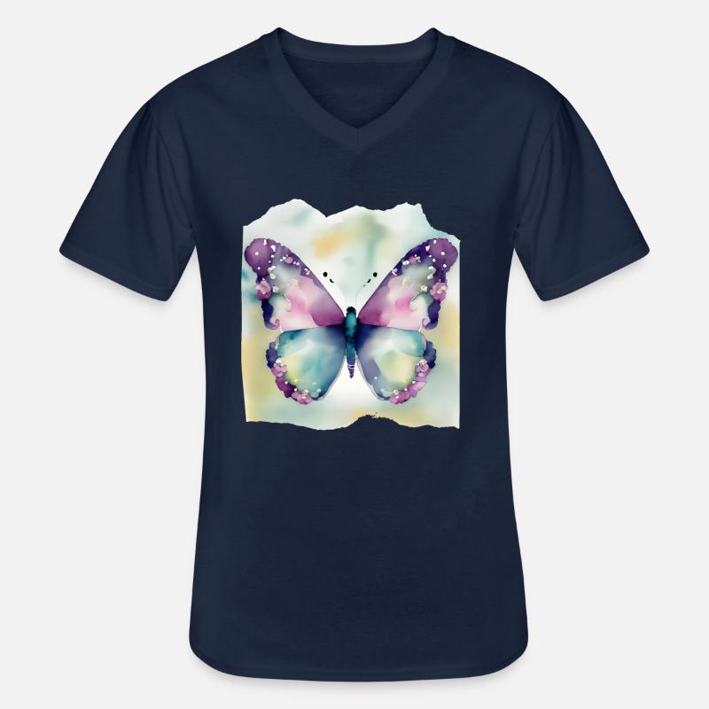 Schmetterlinge Muster - Männer-T-Shirt mit V-Ausschnitt - Navy