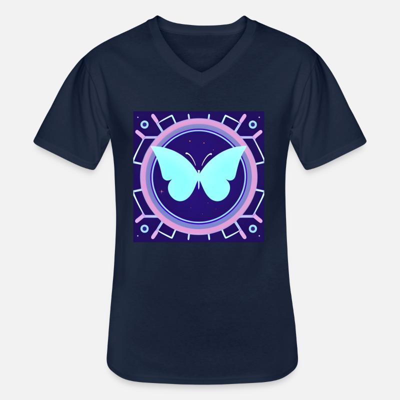 Schmetterlinge Muster - Männer-T-Shirt mit V-Ausschnitt - Navy