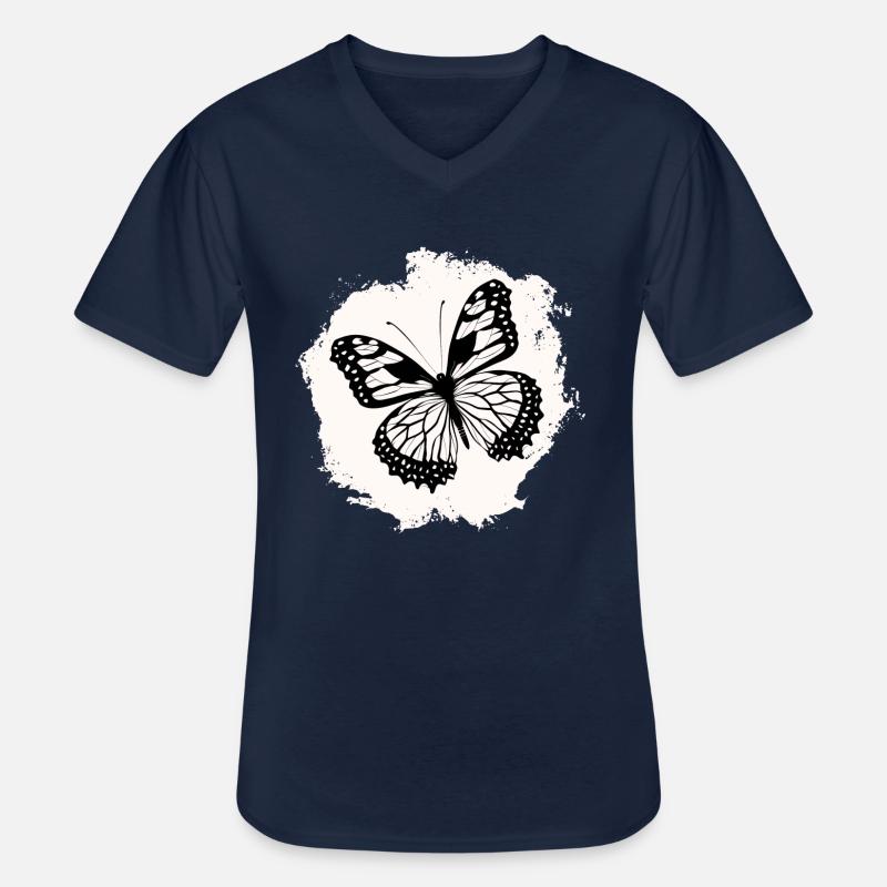 Schmetterlinge Muster - Männer-T-Shirt mit V-Ausschnitt - Navy