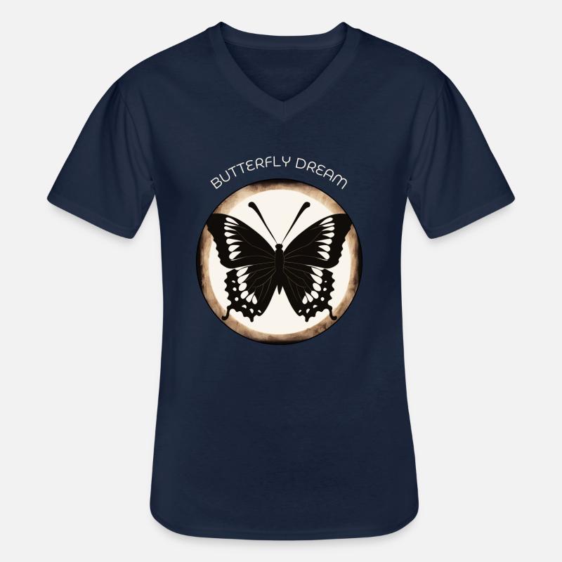 Schmetterlinge Muster - Männer-T-Shirt mit V-Ausschnitt - Navy