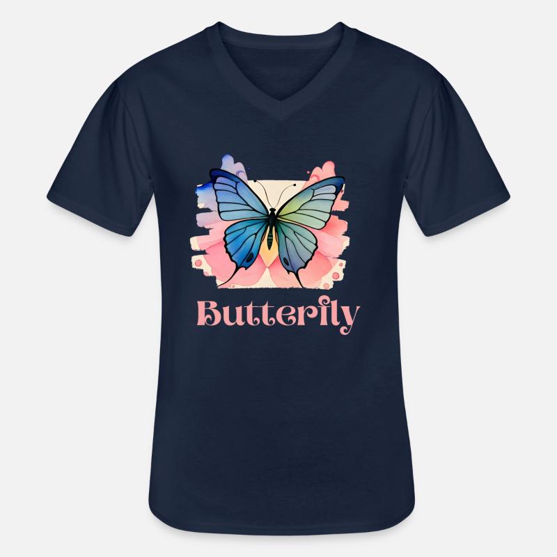 Schmetterlinge Muster - Männer-T-Shirt mit V-Ausschnitt - Navy