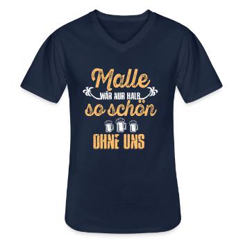 Malle Mallorca lustiger Gruppen Spruch - Männer-T-Shirt mit V-Ausschnitt - Navy - Vorne - AI Model Male 178 dark (178cm)