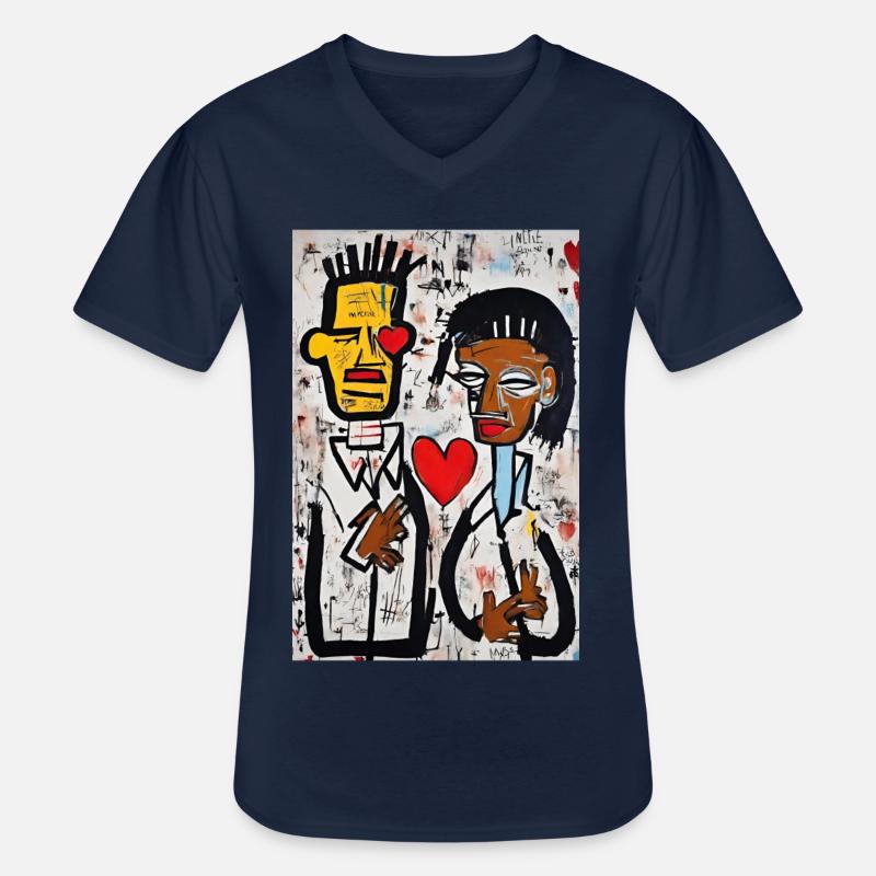 Helle urbane Liebe" - Männer-T-Shirt mit V-Ausschnitt - Navy