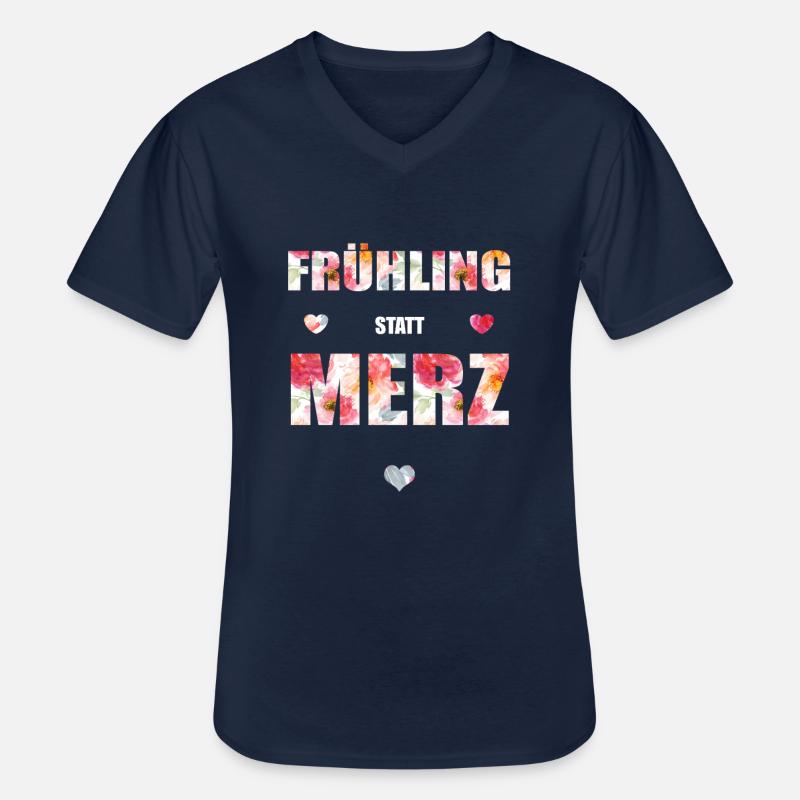 Frühling statt Merz - Männer-T-Shirt mit V-Ausschnitt - Navy