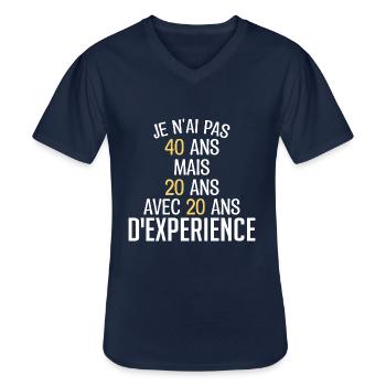 Je N'ai Pas 40 Ans. J'ai 20 Avec 20 D'expérience - T-shirt col V Homme - marine - Devant - AI Model Male 178 dark (178cm)