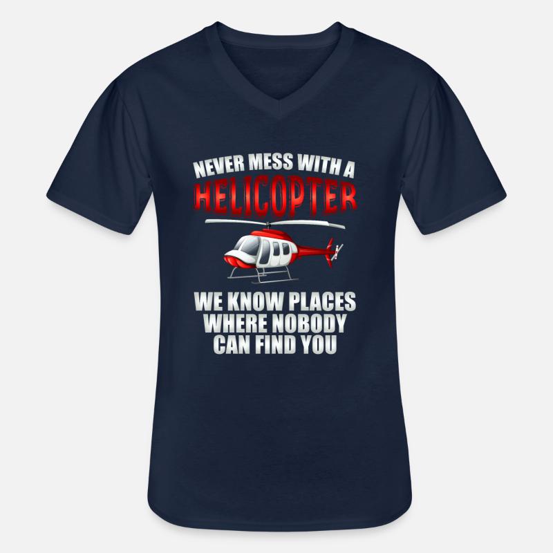 Helikopter Flygplan Pilot Flight Gåva - T-shirt med V-ringning herr - marinblå