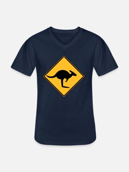 Caution kangaroo - Men's V-Neck T-Shirt - navy