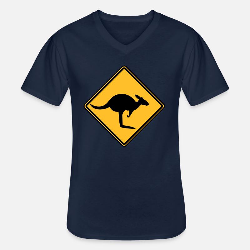 Vorsicht Känguru - Männer-T-Shirt mit V-Ausschnitt - Navy