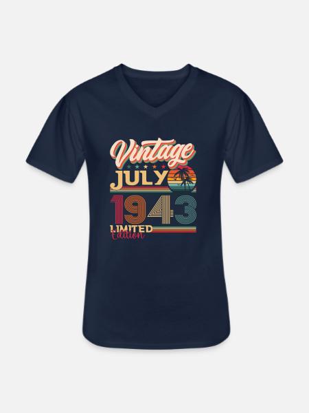 Årgang juli 1943 79 års fødselsdag Mænd 79 år - Klassisk herre T-shirt med V-udskæring - marineblå