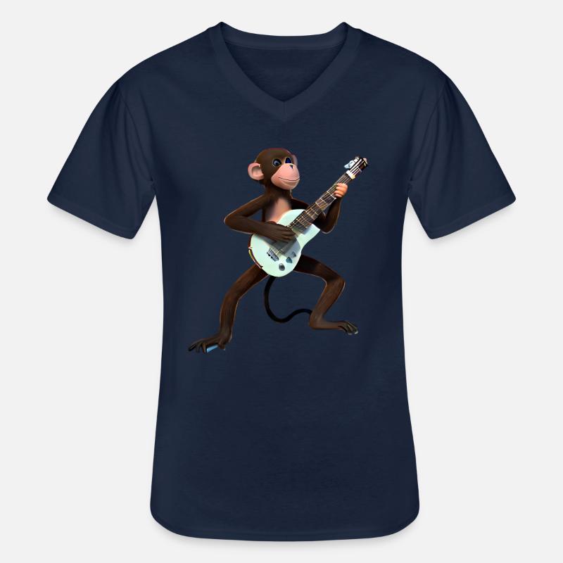 Affe Gitarrist - Männer-T-Shirt mit V-Ausschnitt - Navy
