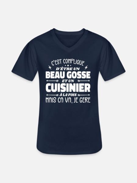 Handsome Man Cook - Men's V-Neck T-Shirt - navy