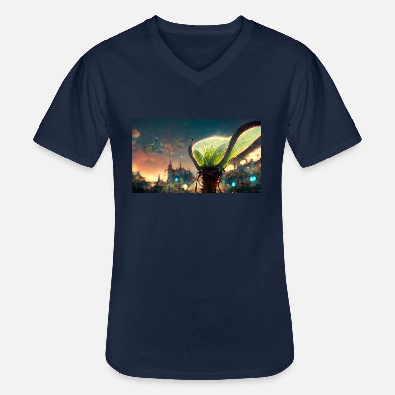 Futuristic Venus flytrap - Men's V-Neck T-Shirt - navy