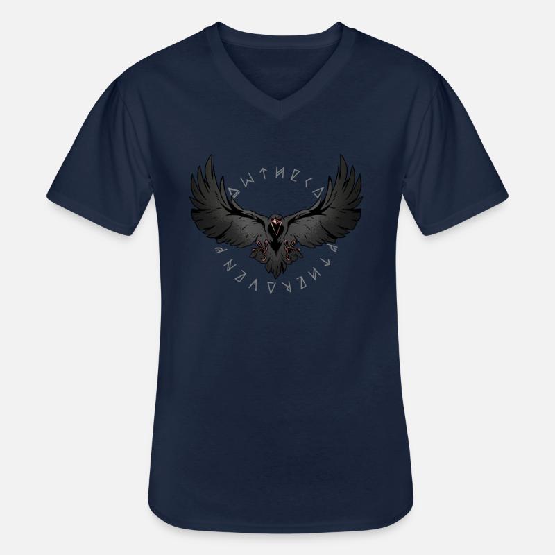Odins Raben Runen Wikinger - Männer-T-Shirt mit V-Ausschnitt - Navy