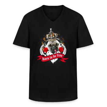 Roquet - né pour être libre - T-shirt col V Homme - noir - Devant - AI Model Male 178 dark (178cm)