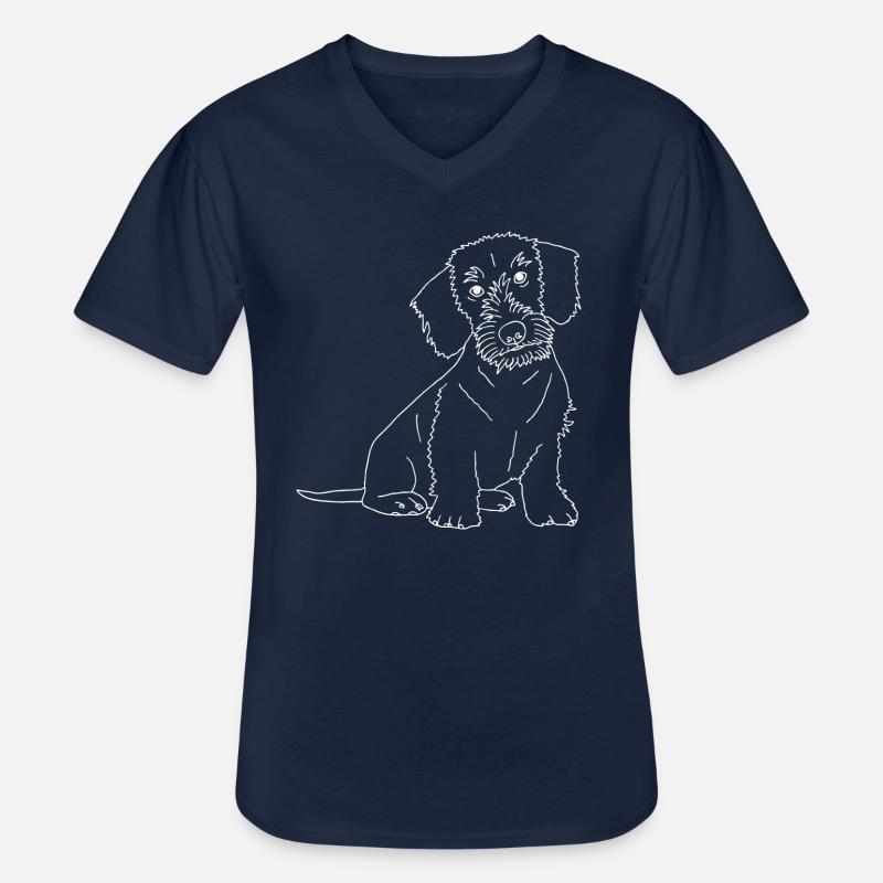 Rauhaardackel - Männer-T-Shirt mit V-Ausschnitt - Navy
