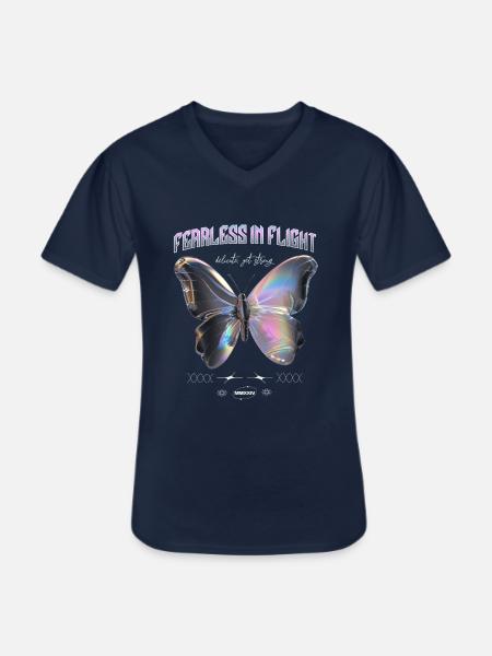Fearless in Flight Butterfly - Men's V-Neck T-Shirt - navy