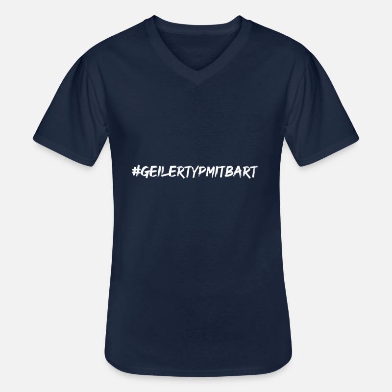 #geilertypmitbart - Männer-T-Shirt mit V-Ausschnitt - Navy