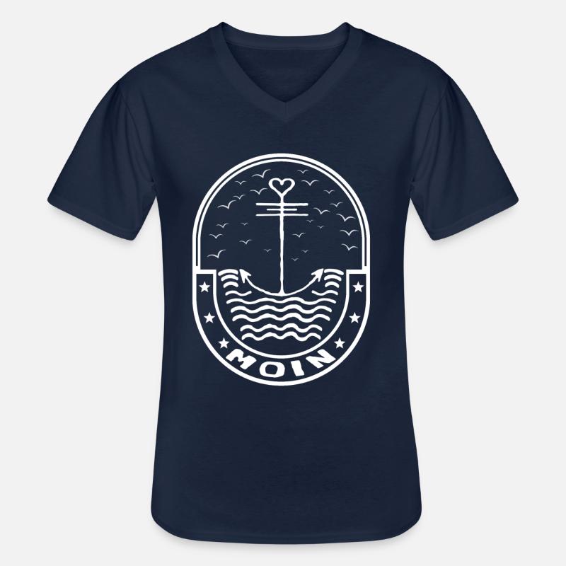 moin. weiß anker - Männer-T-Shirt mit V-Ausschnitt - Navy