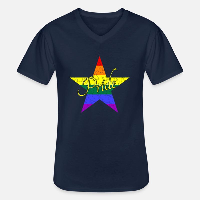 LGBTQ pride star - Männer-T-Shirt mit V-Ausschnitt - Navy