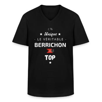 Le véritable Berrichon au top - T-shirt col V Homme - noir - Devant - AI Model Male 178 dark (178cm)