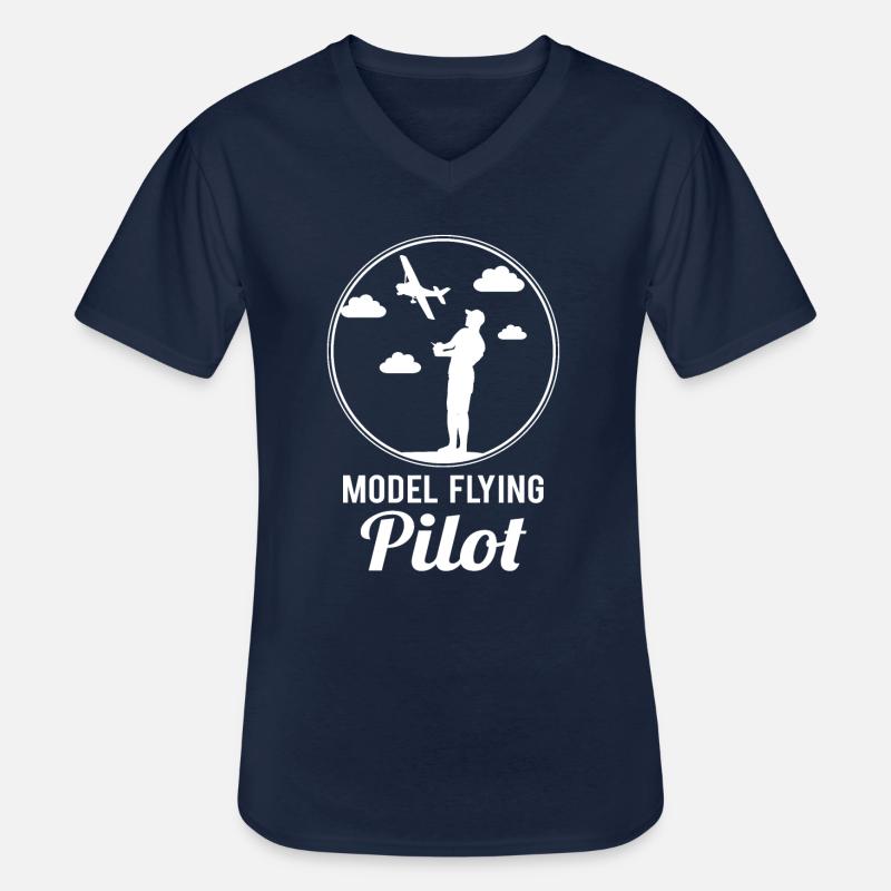 Modellflug Pilot Modellbauer Flugzeug Geschenk - Männer-T-Shirt mit V-Ausschnitt - Navy