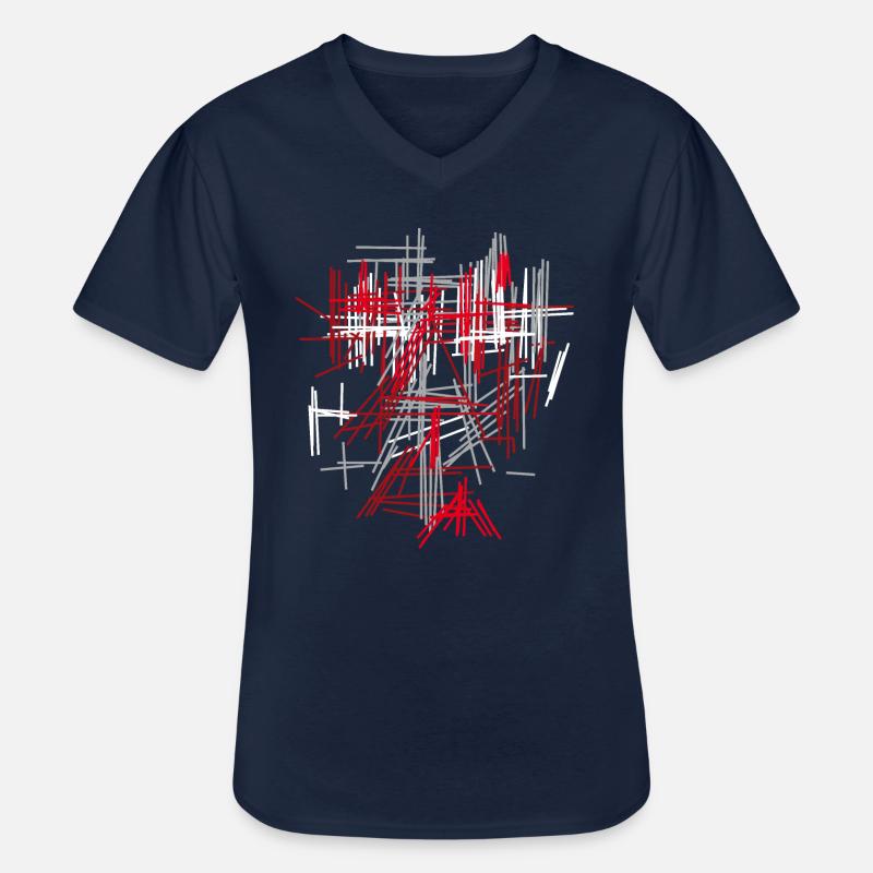 Abstrakt - Männer-T-Shirt mit V-Ausschnitt - Navy