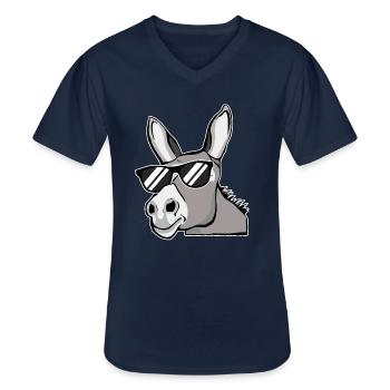 Esel Mit Sonnenbrille Hausesel Farm Tiere Geschenk - Männer-T-Shirt mit V-Ausschnitt - Navy - Vorne - AI Model Male 178 dark (178cm)