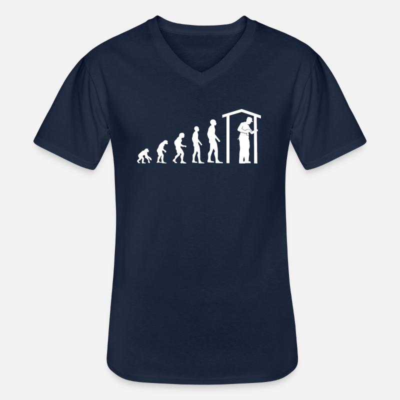 Zimmermann Beruf Evolution Zimmerer Geschenk - Männer-T-Shirt mit V-Ausschnitt - Navy