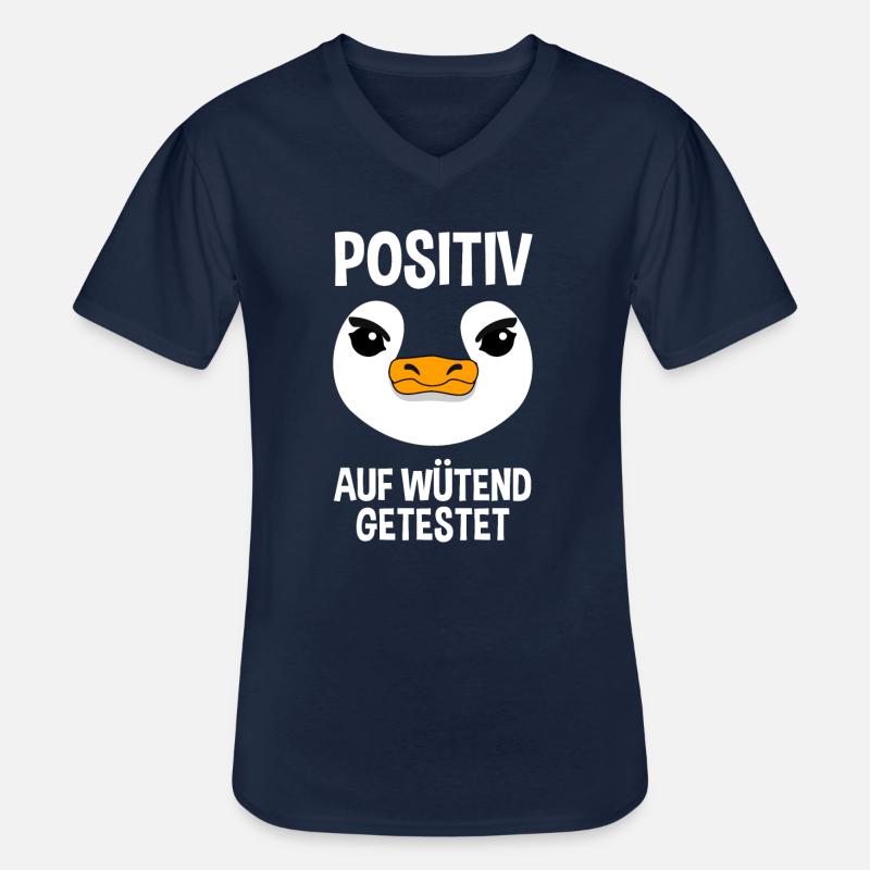 Wütender Pinguin Lustiger Spruch Geschenk - Männer-T-Shirt mit V-Ausschnitt - Navy
