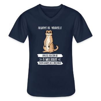 Erdmännchen Sei Immer Du Selbst Spruch Geschenk - Männer-T-Shirt mit V-Ausschnitt - Navy - Vorne - AI Model Male 178 dark (178cm)