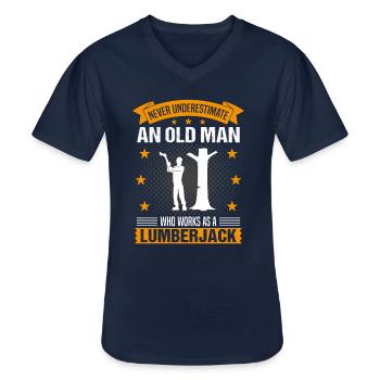 Holzfäller Alter Mann Spruch Herren Geschenk - Männer-T-Shirt mit V-Ausschnitt - Navy - Vorne - AI Model Male 178 dark (178cm)