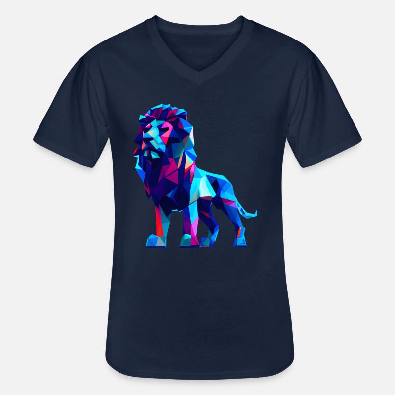 Polygon Löwen - Männer-T-Shirt mit V-Ausschnitt - Navy