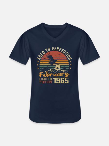 Born in February 1965 Birthday 1965 February - Men's V-Neck T-Shirt - navy